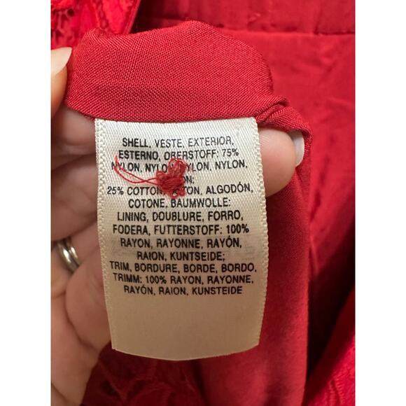 Anthropologie Moulinette Soeurs Red Lace Jumpsuit – Size 8 - Picture 11 of 13